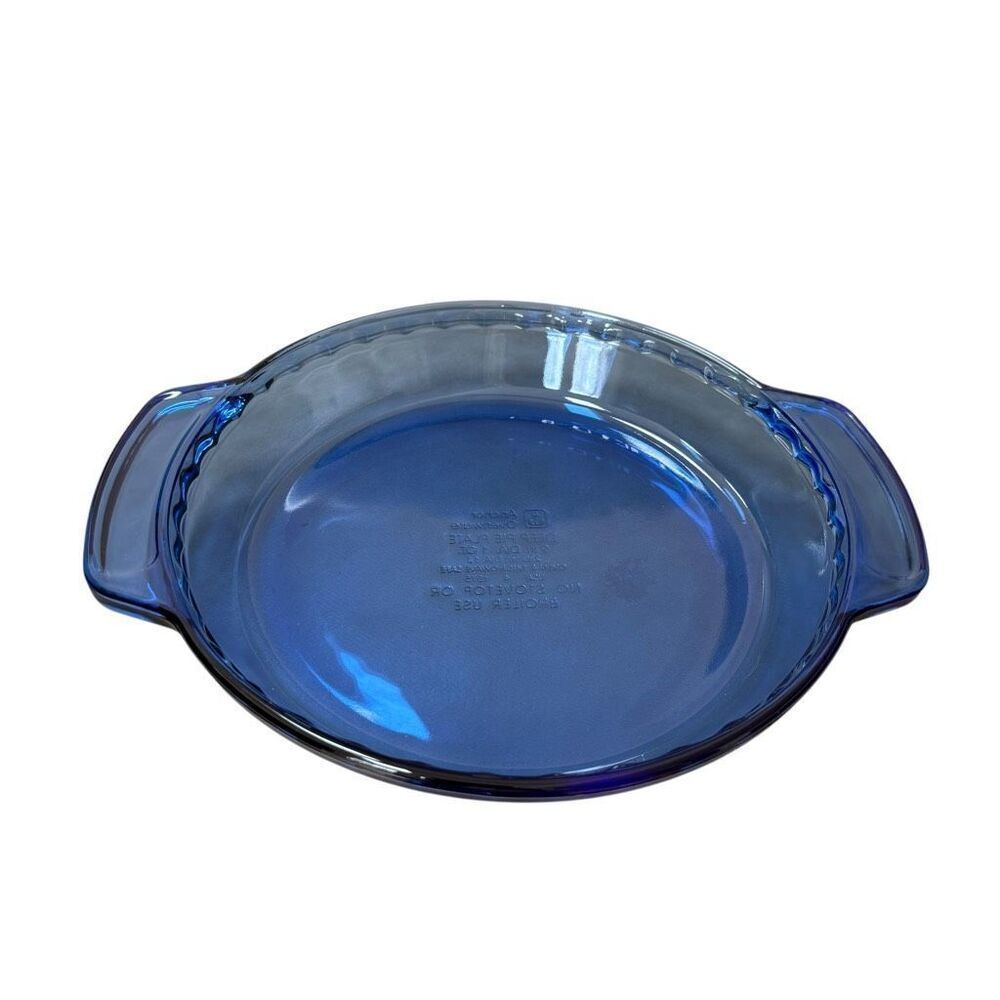 Anchor Hocking VTG Cobalt Blue Glass deep Pie Dish 9” 1qt with Handles